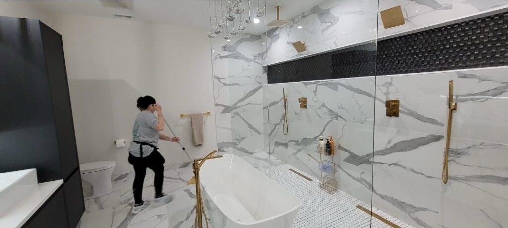 OCD Cleaning worker mopping a floor