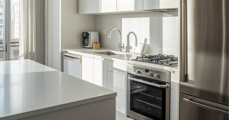 apartment kitchen after a cleaning service