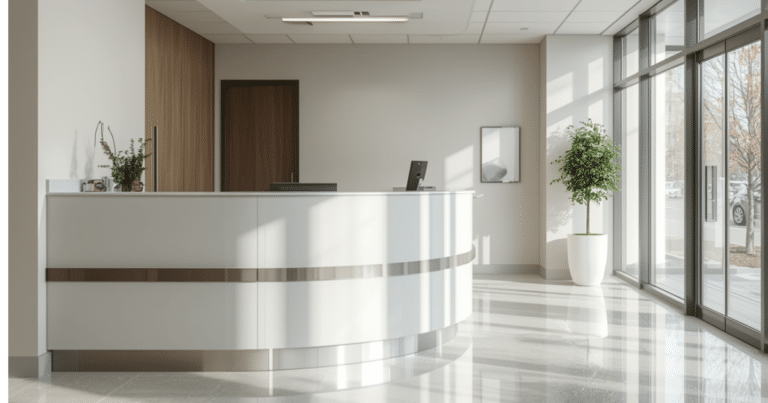clinic reception after a cleaning service