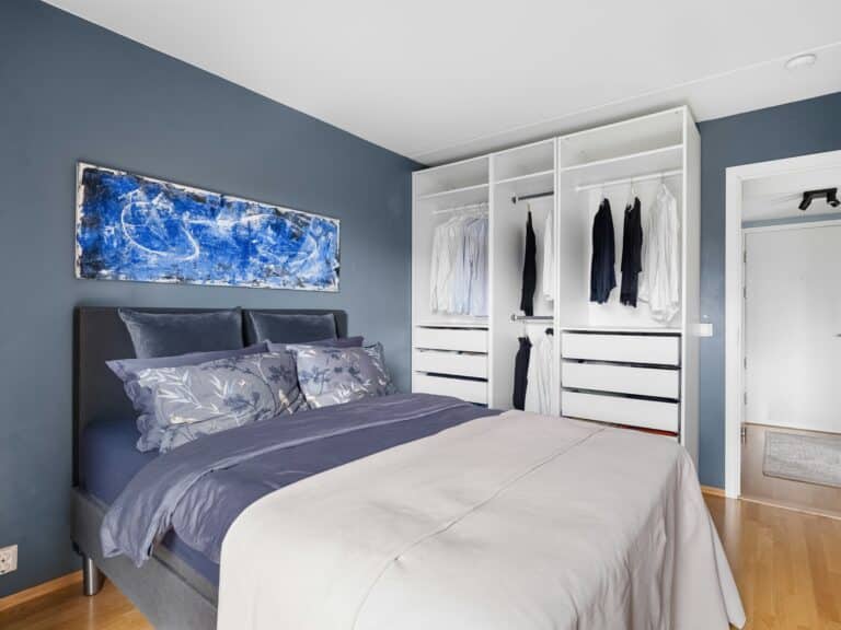 bedroom, organized and tidy